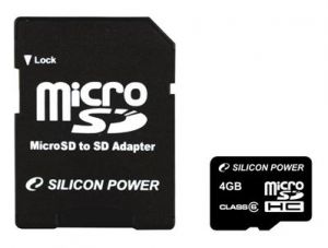 MicroSDHC 4GB Silicon Power Класс 2 (адаптер) ― Dr.Mobil
